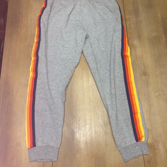 Aviator Nation Gray Joggers with Yellow & Orange Side Stripes - Picture 4 of 5